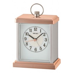 Horloge à poser blanc nacré et doré rose Seiko QHE148PN